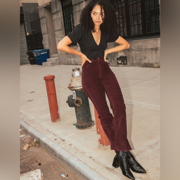 ๐ Levi's Burgundy Ribcage High-Rise Straight Ankle Corduroy Jeans - Size 29 - Picture 7 of 7